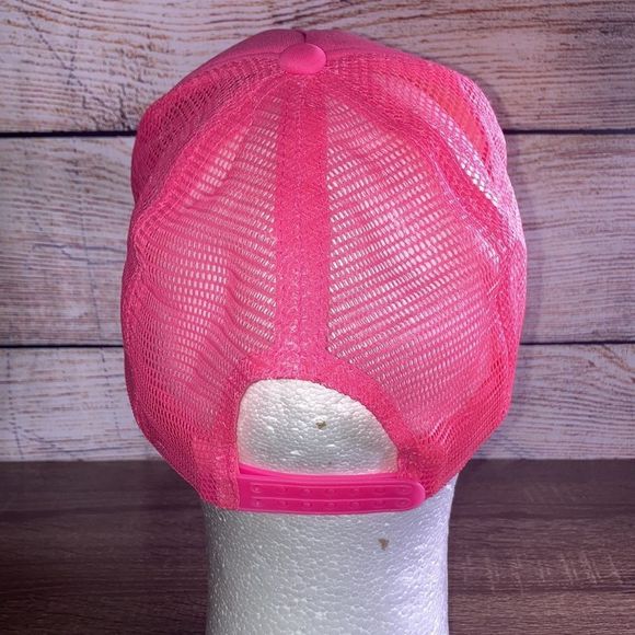 Unisex Adjustable Hot Pink Happy Face Trucker Hat by Cobra Hats - Picture 3 of 9